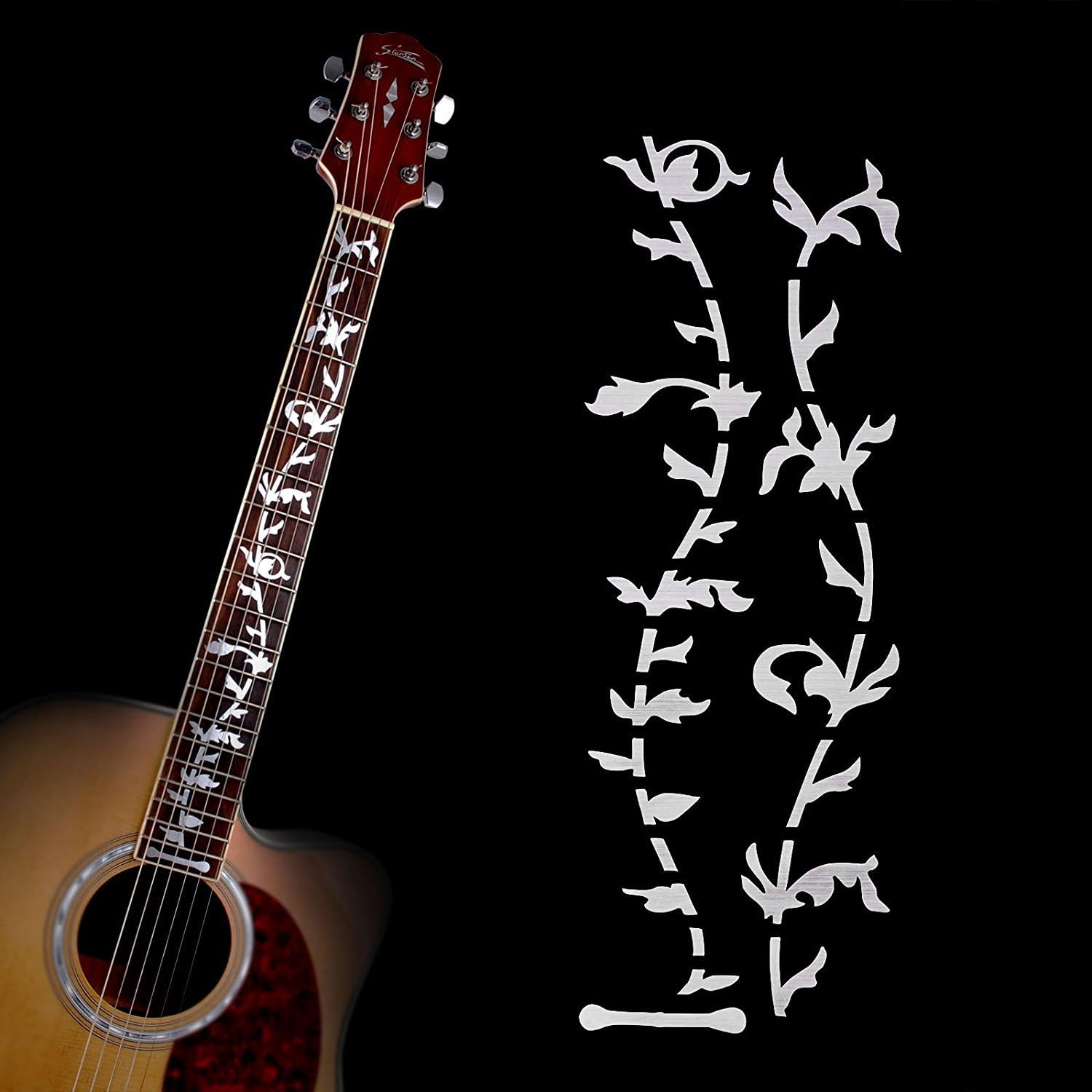 Pakala66 Tree Of Life Fretboard Inlay Sticker Fret Silver Decal for Guitar Bass