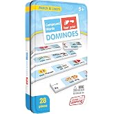 Junior Learning Compound Words Dominoes - 28 Piece Educational Game Set | Melamine tiles in storage tin for literacy centers. Help students build language arts skills with matching word puzzles