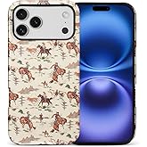 Akinmi Case for iPhone 17 Pro Max,Retro Western Cattle Horses Exquisitely Pattern Double Protective Phone Cover Cases Soft Silicone for iPhone 17 Pro Max