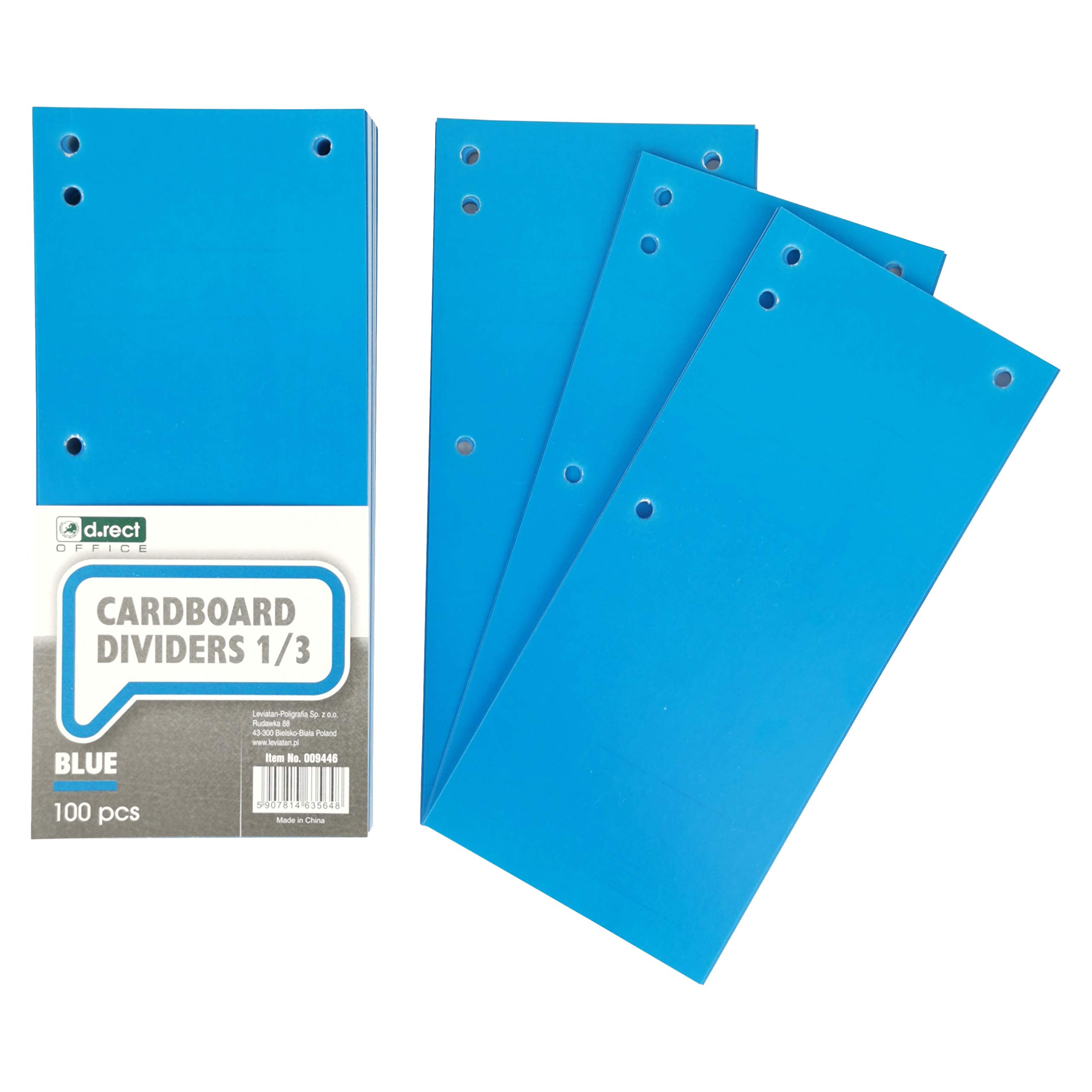 D.RECT Pack of 100 Cardboard Dividers | Paper Separation Strips | 1/3 A4 Sheet, 11x24cm, 160g | for Perfect Separation of Binders | Divider Strips | Color Blue
