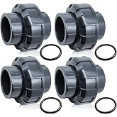 PVC Union Pipe Fitting, 4Pcs 1inch Slip Union Coupling Adapter, Schedule 80, EPDM O-ring, Socket x Socket, Grey
