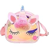 Kids Crossbody Bag Girls Crossbody Bag, Small TPU Unicorn Bag Unicorn Purses for Girls, Little Girls Purse Toddler Purse (Pink)