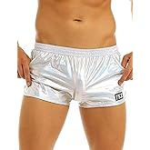 ZUYPSK Men's Boxer Shorts Underwear Holographic Metallic Low Rise Sport Loose Lounge Swim Trunks