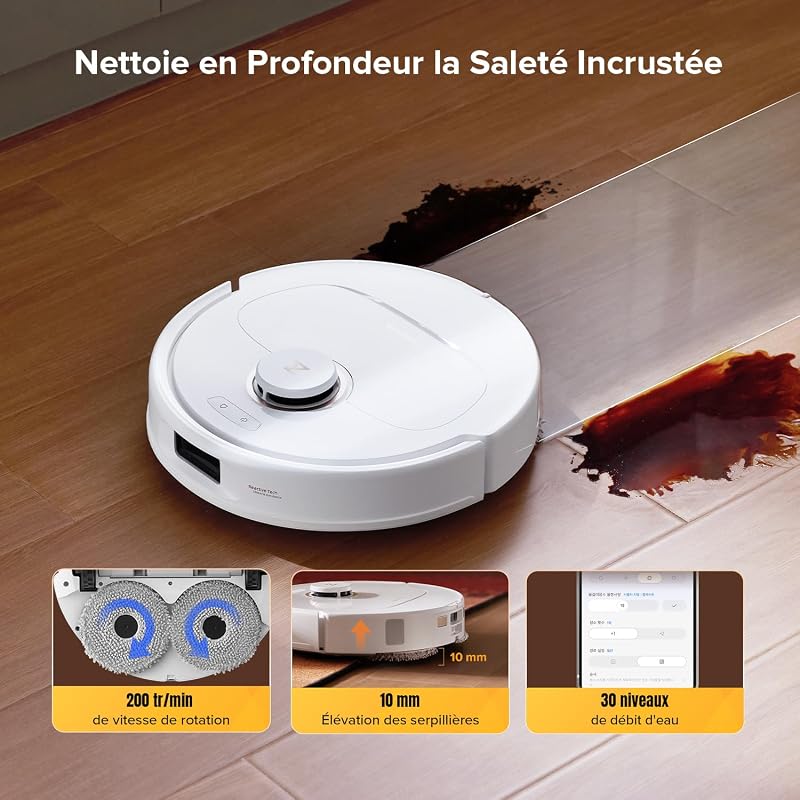 Qrevo S5V Aspirateur Robot Laveur avec Station, 12000Pa Aspiration