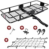 KING BIRD Upgraded 550LBS Capacity 60" x 24" x 6" Hitch Mount Folding Cargo Carrier Fits to 2'' Receiver,Heavy Duty Cargo Bas