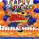 Cartoon Theme Birthday Party Supplies Decorations, Including Birthday Banner, Backdrop, Balloons, Hanging Swirls, Cake Toppers, Tablecloth for Party