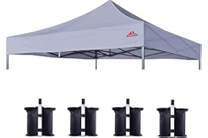 SCOCANOPY 10x10 Canopy Replacement Top,Canopy Cover ONLY,Bonus 4 Pack Weight, (Grey)