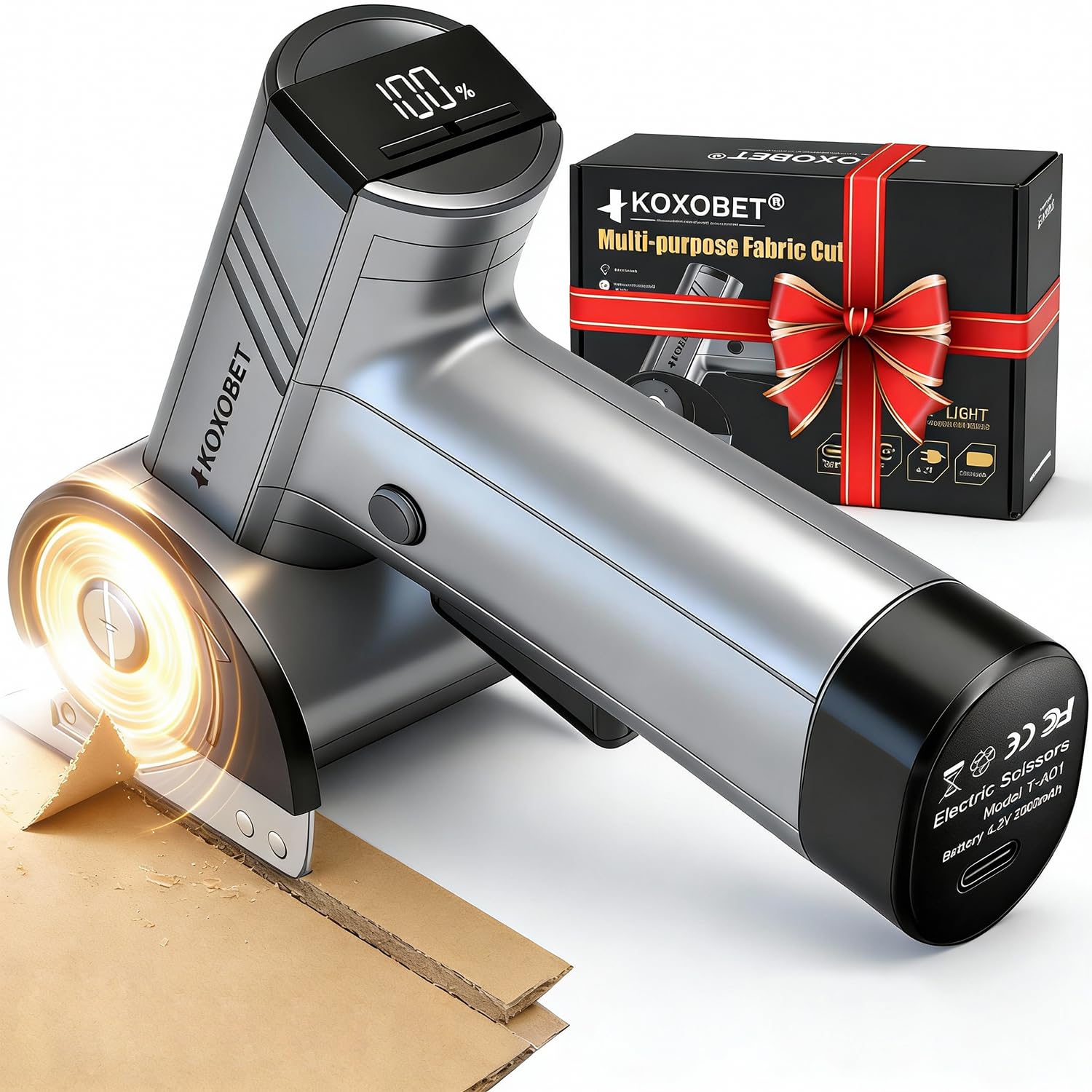 Photo 1 of 2026 Upgrade 4.2V Cordless Cutting Tool, Cardboard Cutter with LED Display, Brushless Motor, Tungsten Steel 3 Blades, Electric Chop Saw for Fabric, Cardboard, Leather, Carpet- Silver