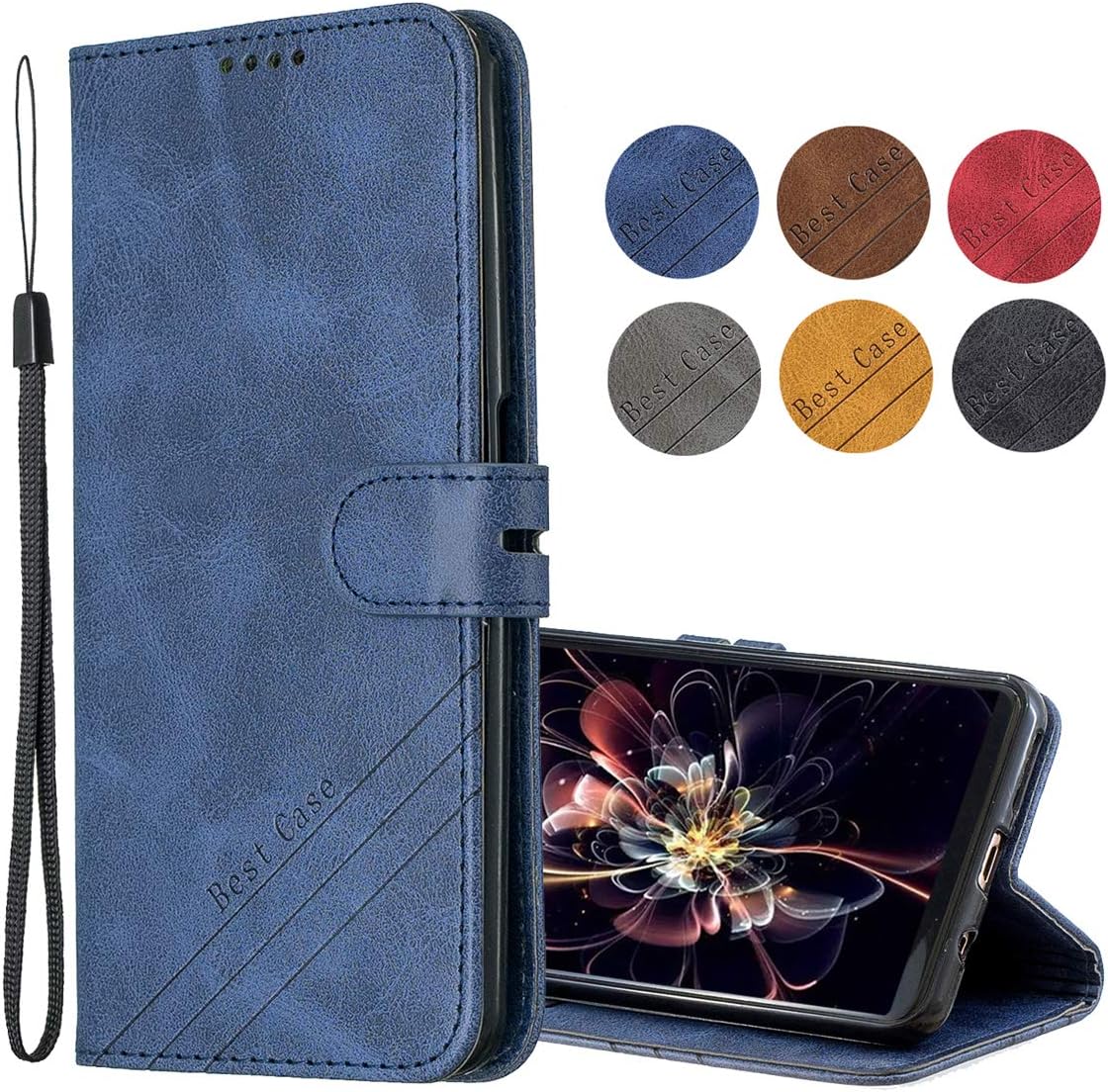 MRSTER Case Compatible with Xiaomi Redmi 5 Plus, Premium PU-Leather Flip Wallet Cover Phone Case for Xiaomi Redmi 5 Plus. HX Retro Blue