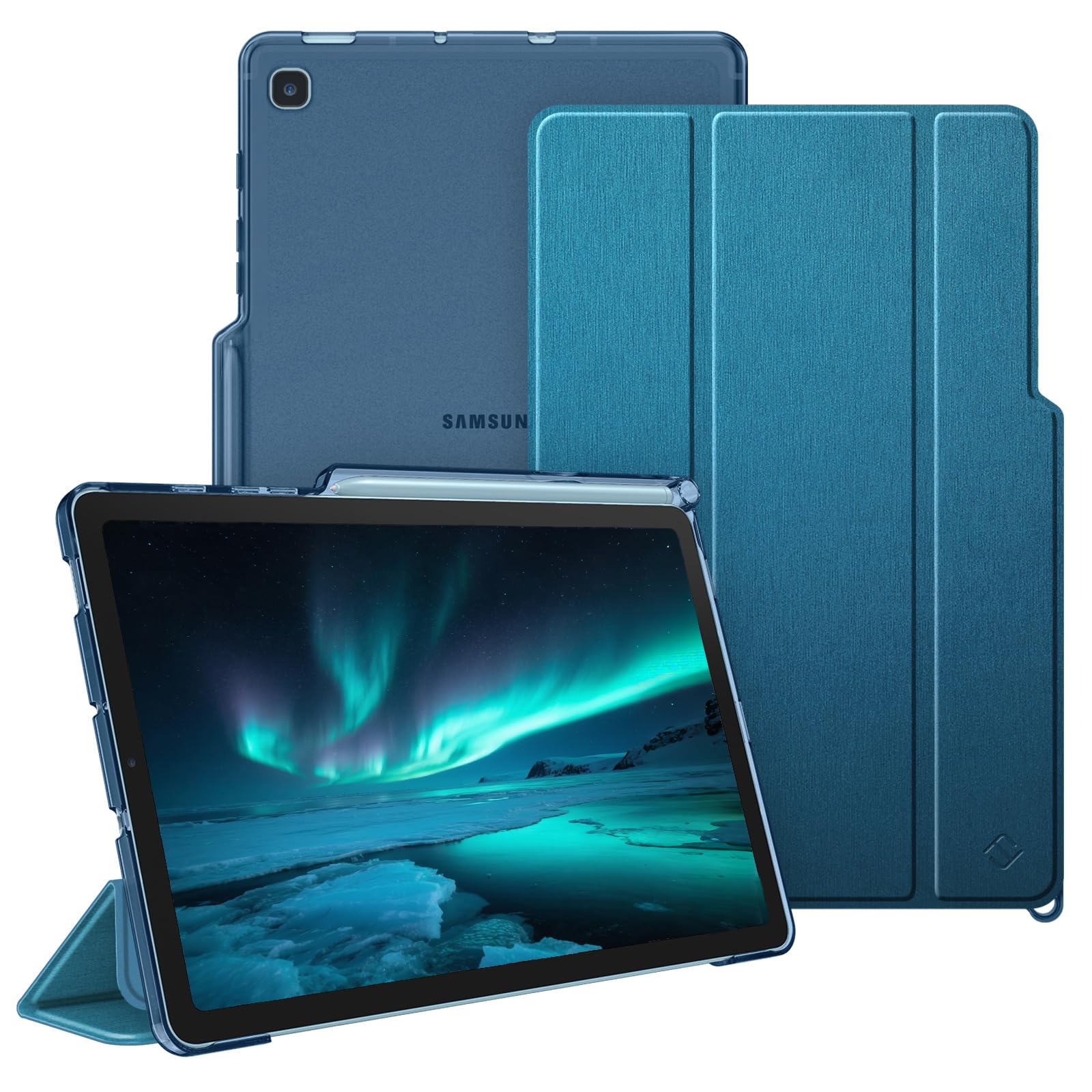 FINTIE SlimShell Case for Samsung Galaxy Tab S6 Lite 10.4 Inch 2024/2022/ 2020, Lightweight Stand Translucent Frosted Back Cover with S Pen Holder, Auto Wake/Sleep, Midnight Blue