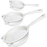 3 Pcs Plastic Nylon Mesh Strainer Colander with Handle Double Ear Fine Food Mesh Strainer Flour Sifter for Baking Kitchen Str