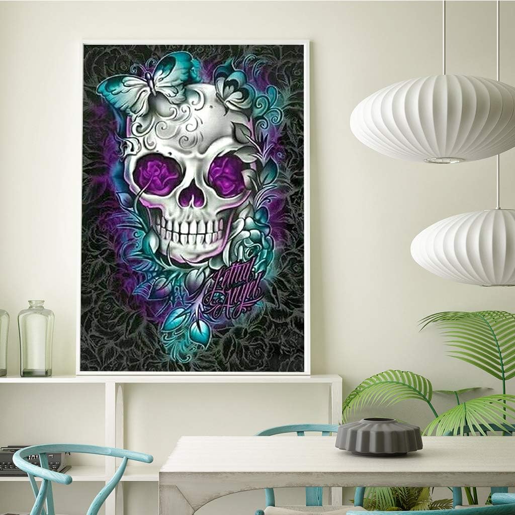 5D Diamond Painting Kits Full Drill Diamond Art Skull Adult Cross Stitch Kits Paint by Diamonds Rhinestone Embroidery Mosaic Pictures DIY Handcraft Livingroom Wall Art Craft Home Decor 30X40CM - Image 5