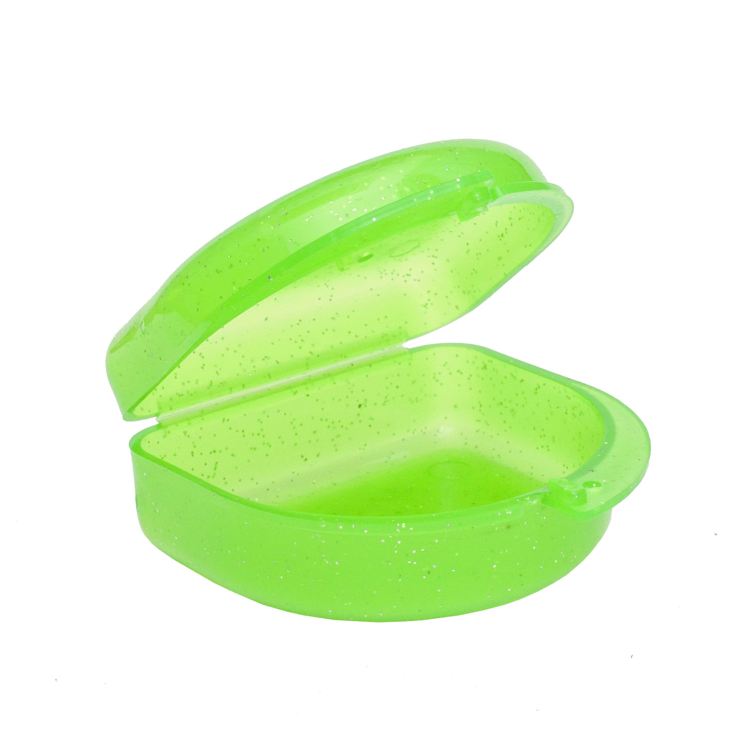 Glitter Gumshield Case - Mouthguard Box for Ortho Retainers, Sports Dental Appliances, Dentures & More (Glitter Green)