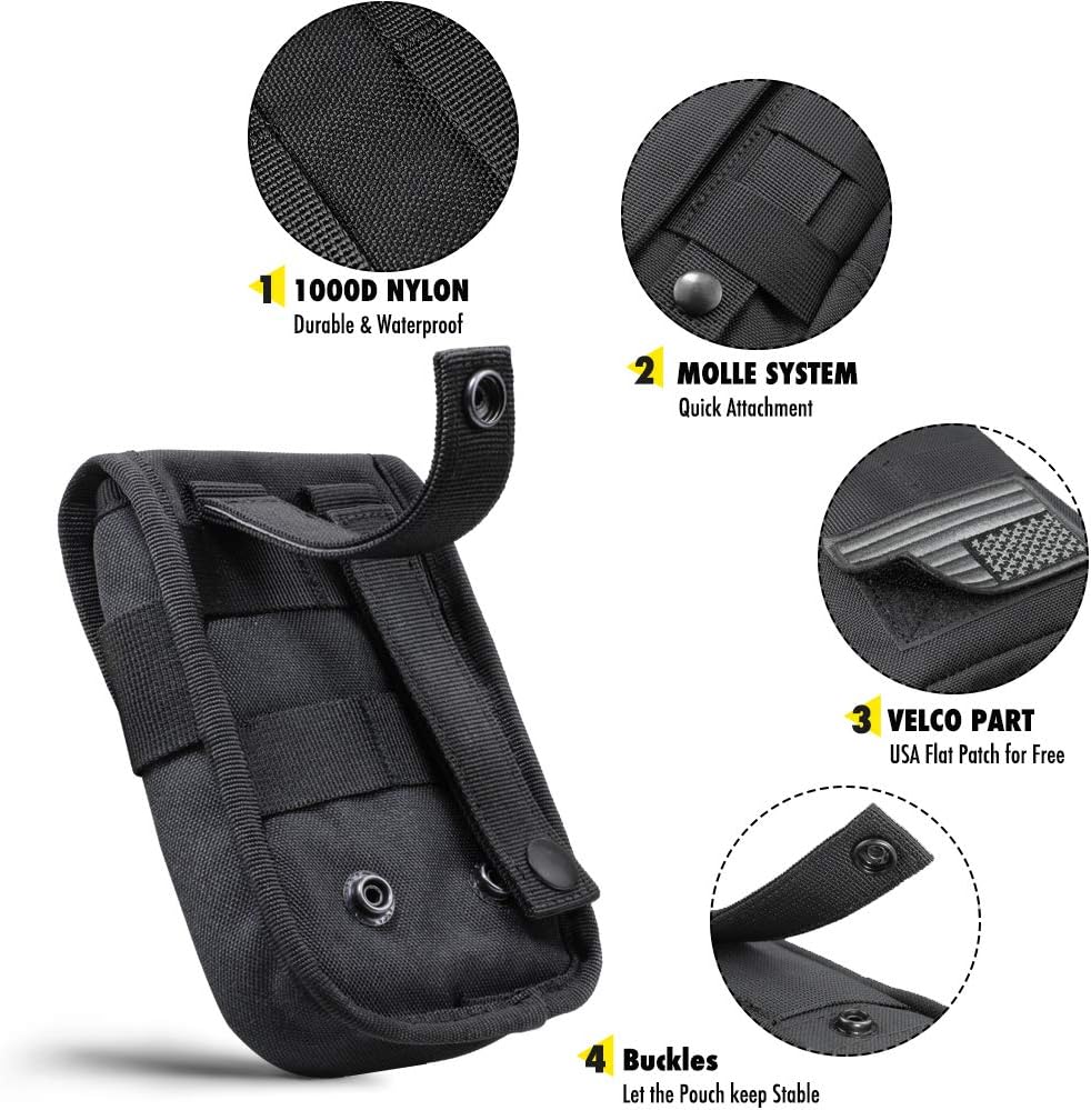 WYNEX Tactical Phone Pouch Molle, Smartphone Holster Bag EDC Utility Cellphone Lock Card Holder Organizer Fit for Waist Belt Case Include Tactical Gear Clip and U.S.A Patch : Sports & Outdoors