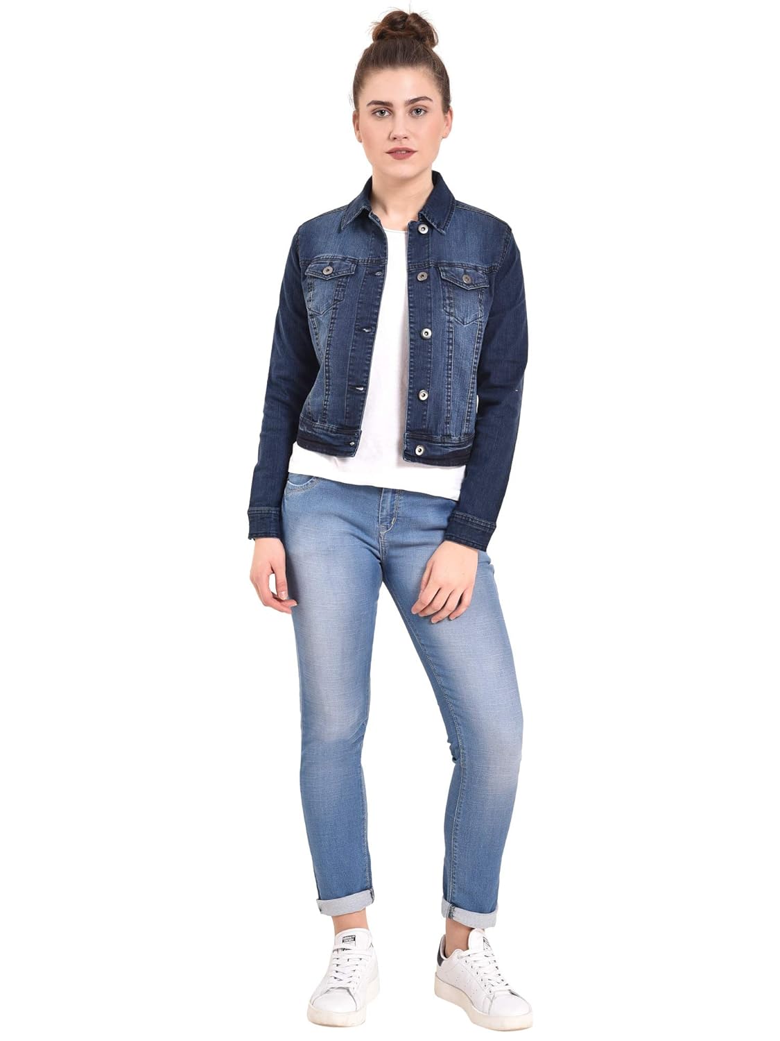 mansicollections dark blue button holes denim jacket for women