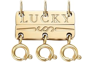 OHINGLT Lucky Necklace Layering Clasps Separator for Stackable,14K Gold and Silver Plated Multiple Necklace Clasps for Women