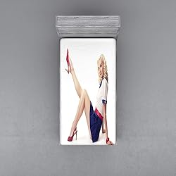 Ambesonne Pin up Girl Fitted Sheet, Lady in Navy