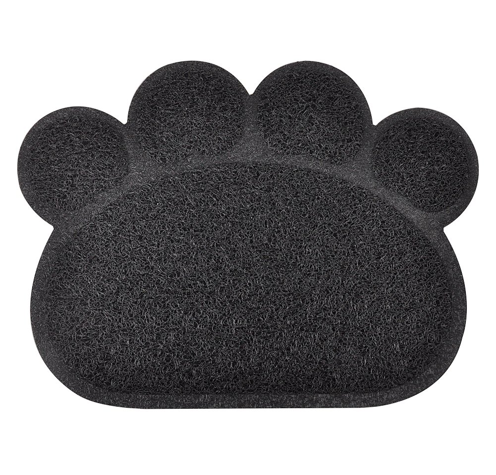 DM Paw-Shaped Cat Litter Tray Mat,40x30 cm (Charcoal)