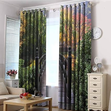 Amazon Com Ewaskyonline Blackout Curtains Nature Wooden Bridge At