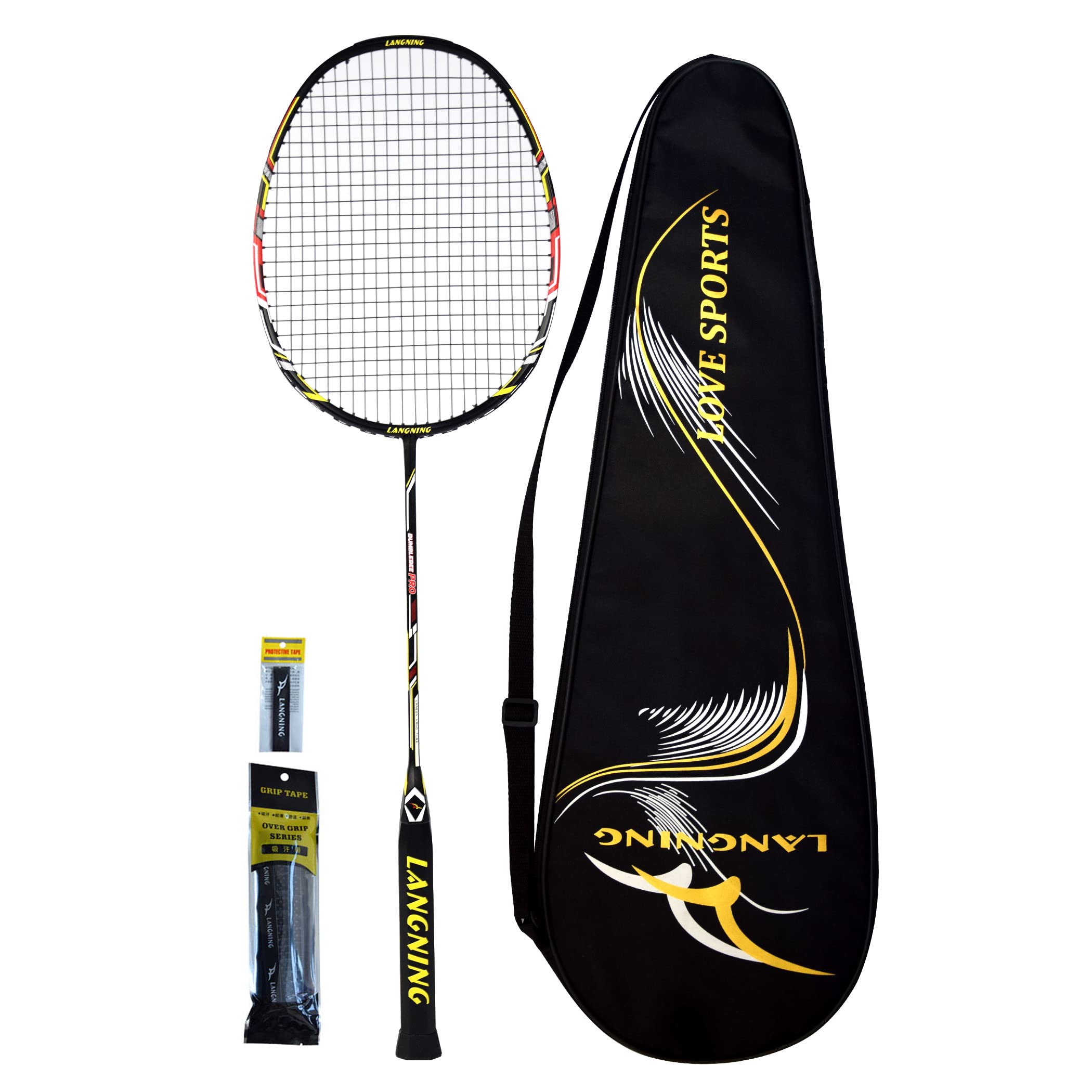 Long Badmin Racket Mua LANGNING Ultralight Badminton Racket Set, 9U 62gram Tension Full ...
