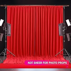 Red Backdrop Curtains 2 Panels-Wrinkle-Free