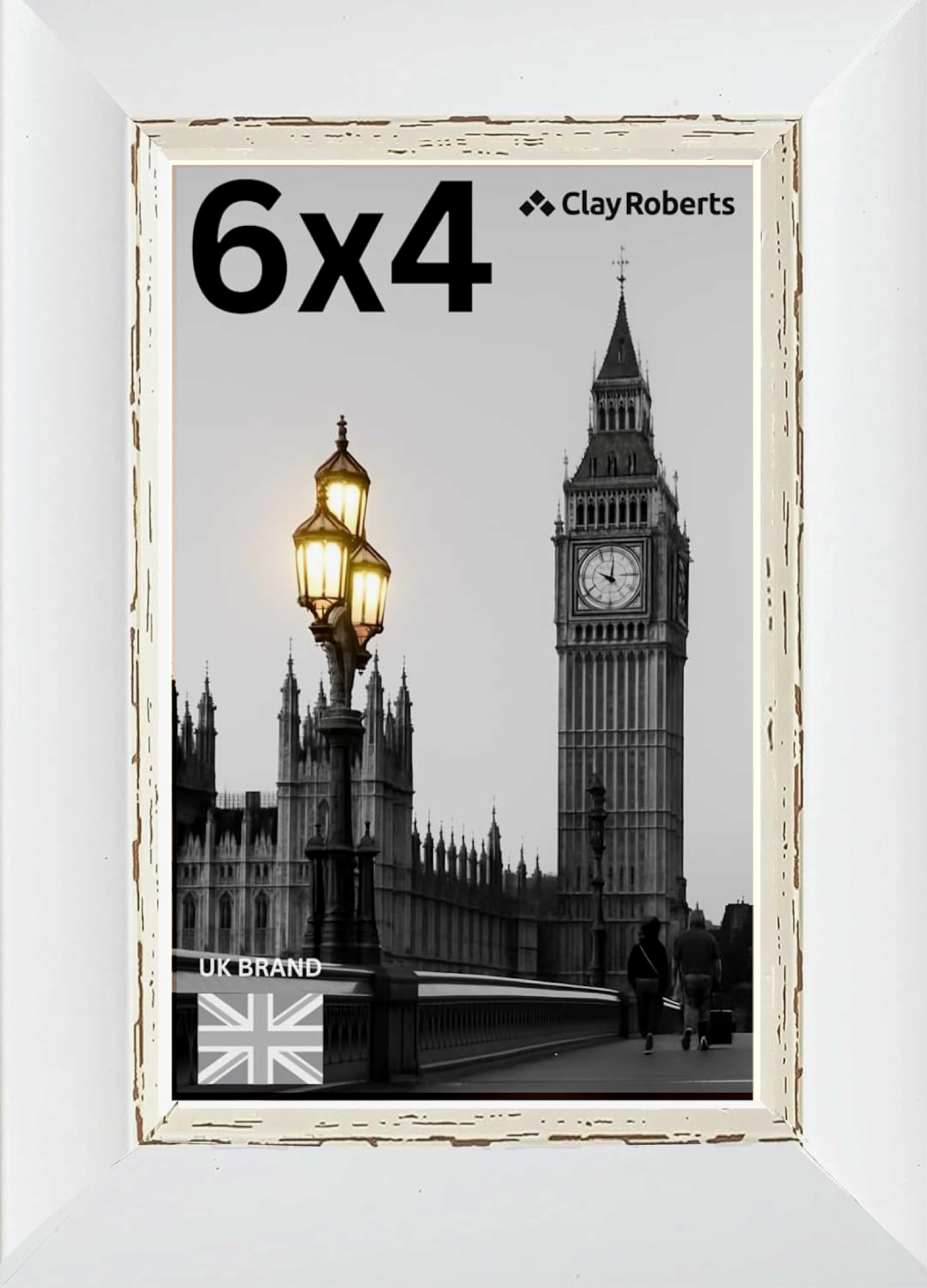 Picture Frame 6 x 4, White Vintage, Freestanding and Wall Mountable, 10 x 15 cm, 6x4 Picture Frames, White 6x4 Photo Frames, 4x6 Photo Collage Gallery Display