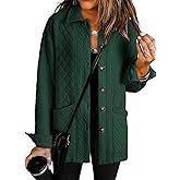 Dokotoo Casual Quilted Jackets for Women Button Down Collared Long Sleeve Coats with Pockets