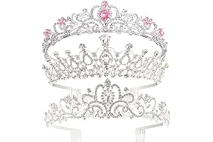 Yopay 3 Style Crystal Tiara Crowns, Queen Crown for Bridal, Girls, Women, Princess Headbands with Comb for Birthday, Wedding,