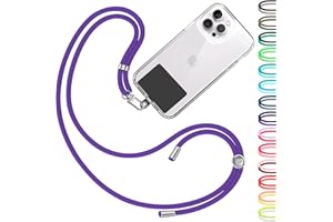 TBOC Cell Phone Lanyard [Purple] - Convenient and Comfortable iPhone Lanyard - Easy to Use Neck Phone Holder [Black Patch] - Adjustable Length Phone Strap Crossbody - Fits All Mobile Phones