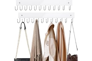 Belt Hanger Wall Mounted, Wooden Coat Rack Belt Organizer 2 Pack Max 24 Storage Capacity, 180° Rotating Space Saving Hangers 