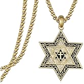 Sbzxbt 925 Sterling Silver Star of David Necklace for Men - Jewish Pendant with Cross Detail - David Star Necklace - Religious Jewelry for Him