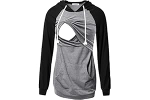 GINKANA Women's Nursing Hoodie Sweatshirt Long Sleeves Breastfeeding Maternity Tops Casual Clothes