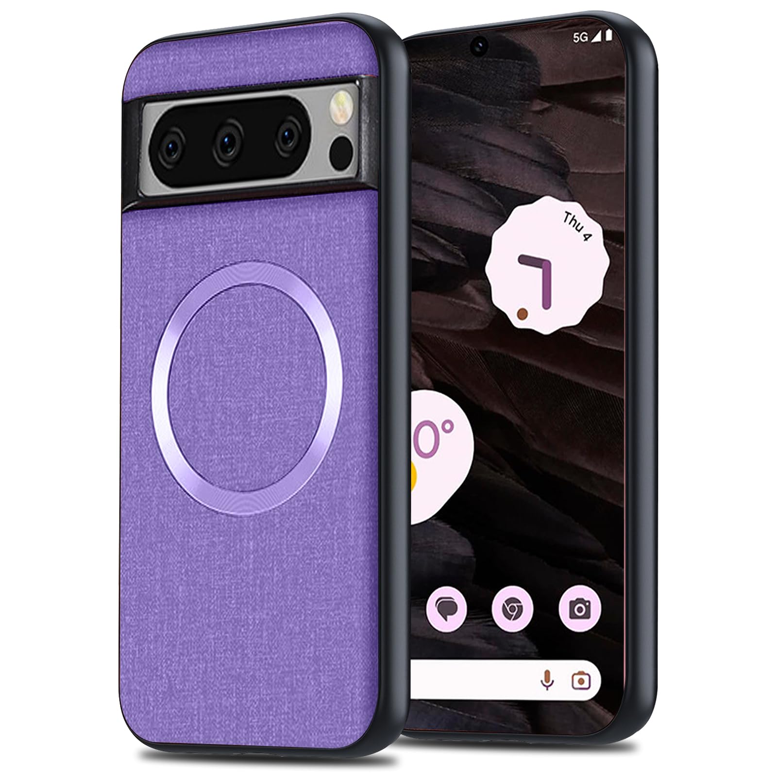 Yhsvie Magnetic Mobile Phone Case for Google Pixel 8 pro Cover Compatible with MagSafe,Thin Anti-Fingerprint Protective Case,Shockproof Cover for Pixel 8 pro 5G with TPU Bumper for Car Holder-Purple