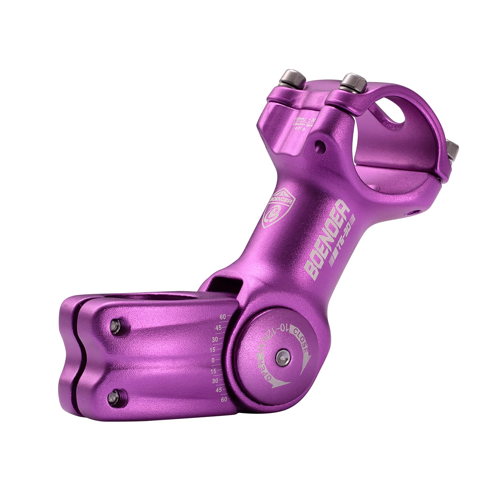 Boenoea Bicycle Stem 31.8 90 mm 110 mm 0-60 Degree Adjustable Bicycle Stems Aluminium Alloy Handlebar Stem Riser for MTB BMX Mountain Bike Road Cycling