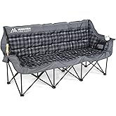 Huskfirm 3 Person Camping Chair Padded Loveseat Camping Chair Folding Camping Couch Portable Double Camping Chairs Heavy Duty Camp Chair for Adults Outdoor Lawn with Two Cup Holders and Carry Bag