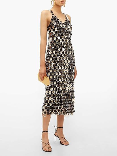 Amazon Co Jp パコ ラバンヌ Paco Rabanne スパンコールチェーンメイルドレス Women S Dress 並行輸入品 服 ファッション小物