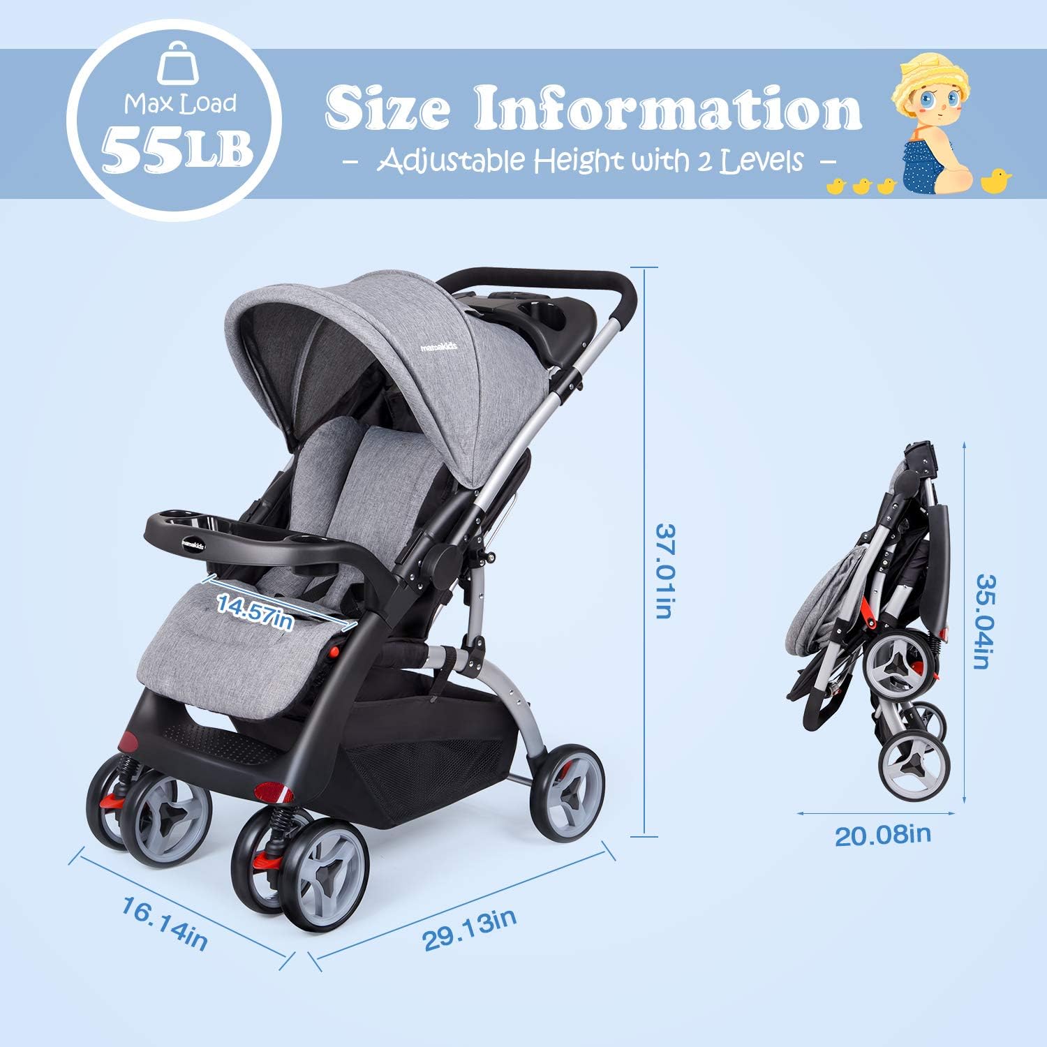 umbrella stroller with adjustable height handles