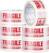 REQUISITE NEEDS Fragile Packing Tape 6 Rolls 48mm x 66m Durable 45µm