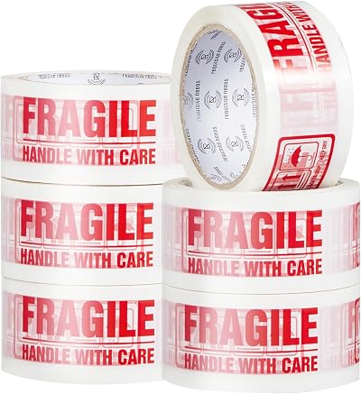 REQUISITE NEEDS Fragile Packing Tape 6 Rolls 48mm x 66m Durable 45µm
