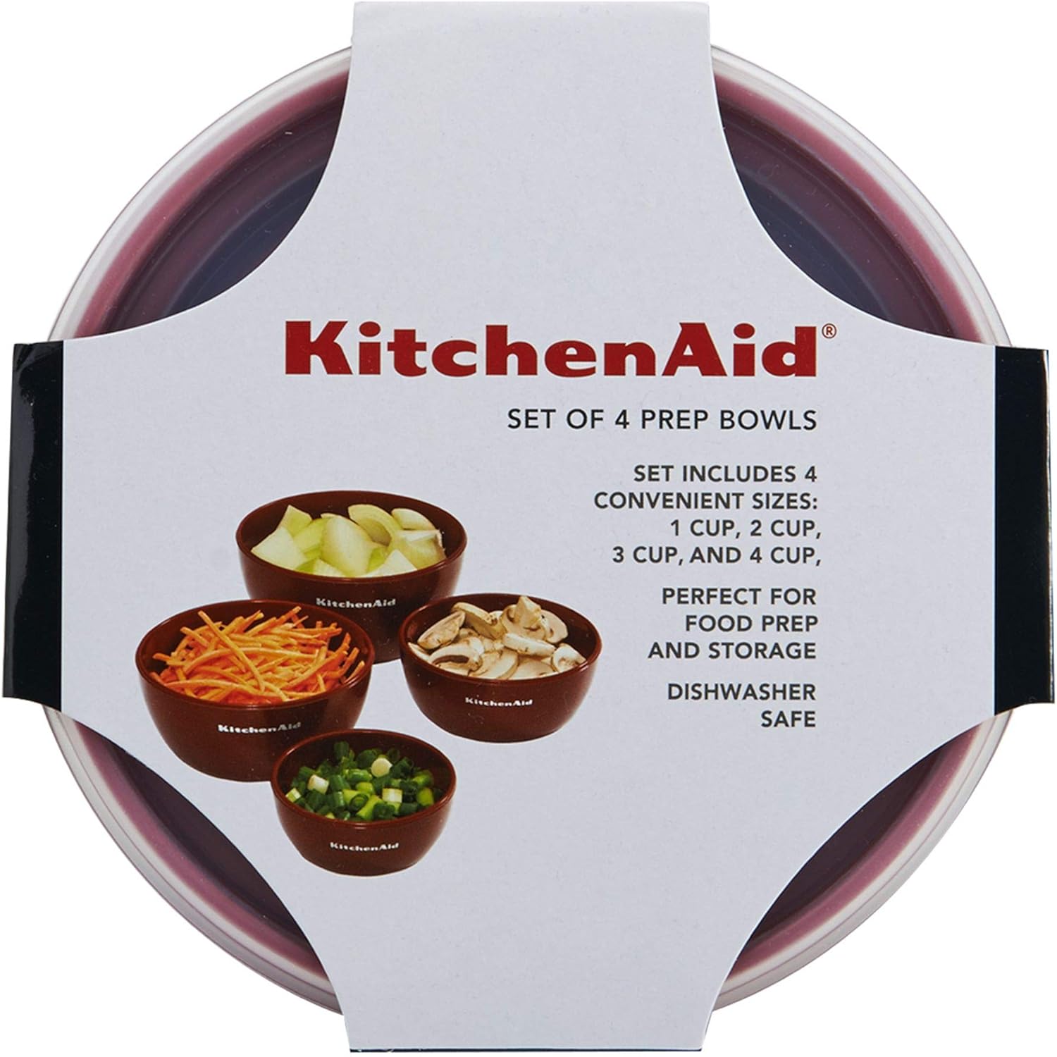 KitchenAid KE176OSERA Classic Prep Bowls with Lids, Set of 4, Empire Red: Kitchen & Dining