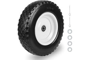 HAKULA MATATA 12" Solid Flat Free Tires and Wheels 1 Pac, 3.50-6 Rubber Tire Replacement Axle Bore Hole, Air less Wheel for Hand Truck/Trolley/Garden Cart/Lawn Mower/Wheelbarrow, 1Pack, Black