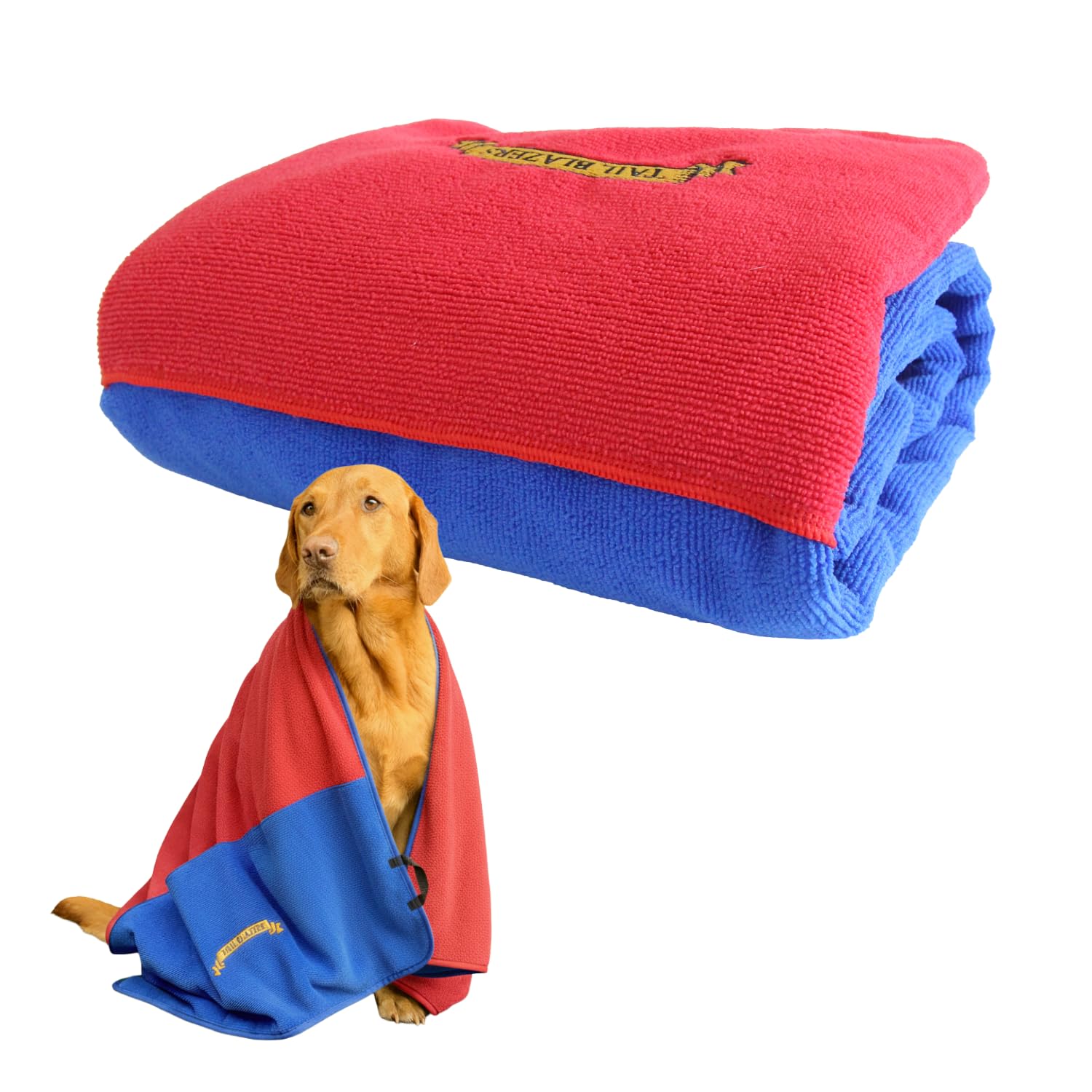 TAIL BLAZERS Super Absorbent Microfiber Dog Towel. Extremely Absorbent, Ultra Soft Quick Dry Towel. Dogs Accessories for Grooming. Cat, Horse, Dog Dryer Featuring Hand Corner Pockets. S 60x100cm