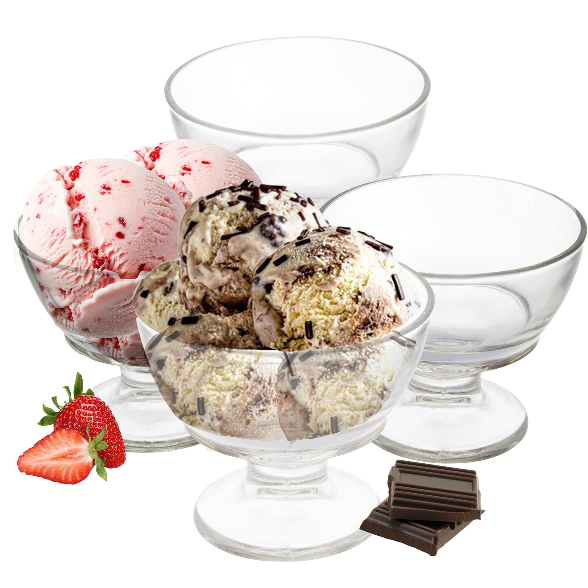 Premier Housewares Set of Four Torta Round Sundae Dishes/Easy to Grip Trifle Bowl Set/Serving Bowls With Footed Base/Clear Glass Bowl Set/Dimensions are W11 x D11 x H9cm/ Weight 1.06.