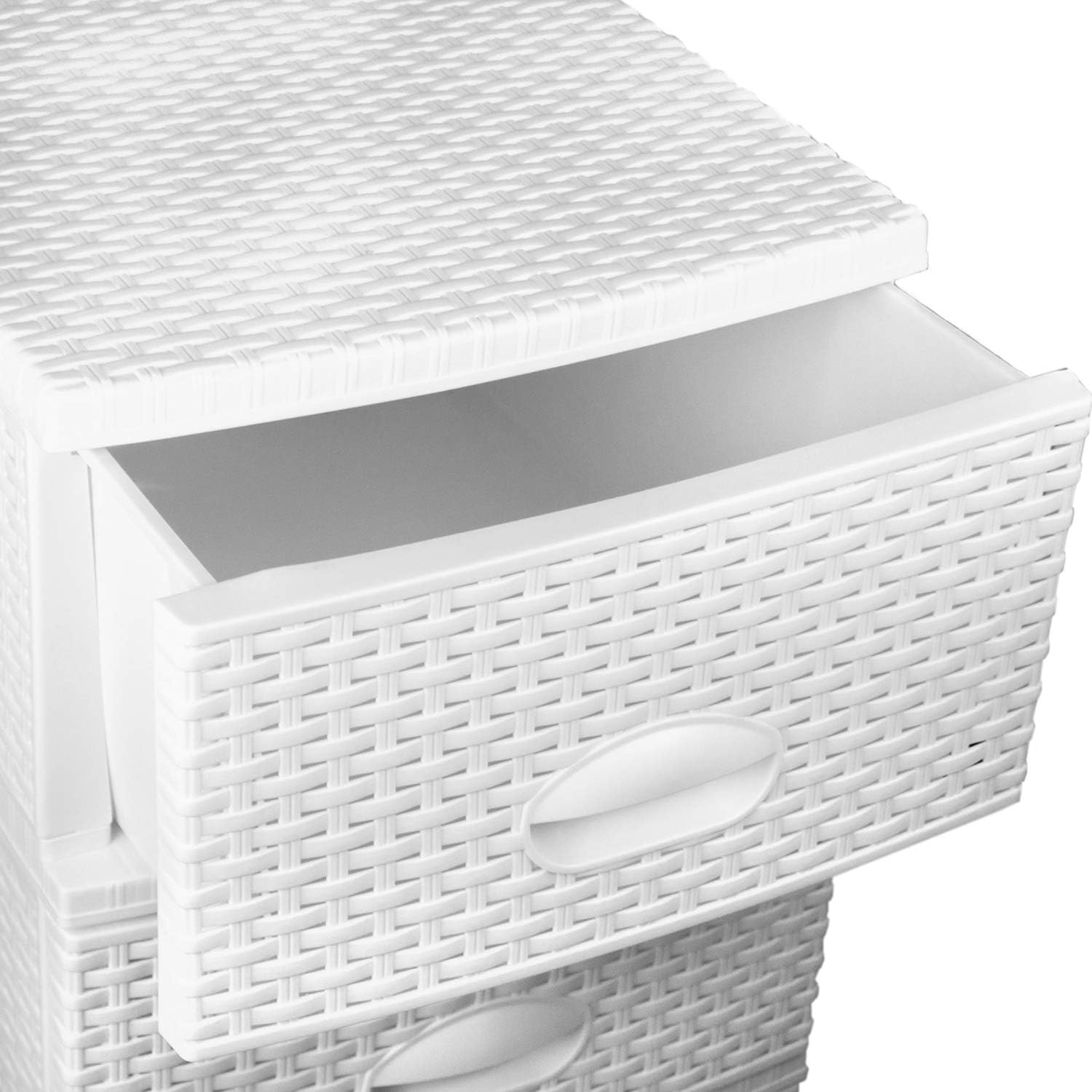 Cómoda con cajones color gris MyShop24h ratán, 4 cajones Cómodas y