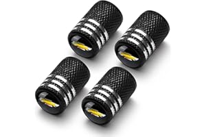 BFIVEANTE Tire Valve Stem Caps for Chevrolet Metal Car Wheel Air caps Auto Valve Stem Caps Accessories 4 Pcs Black