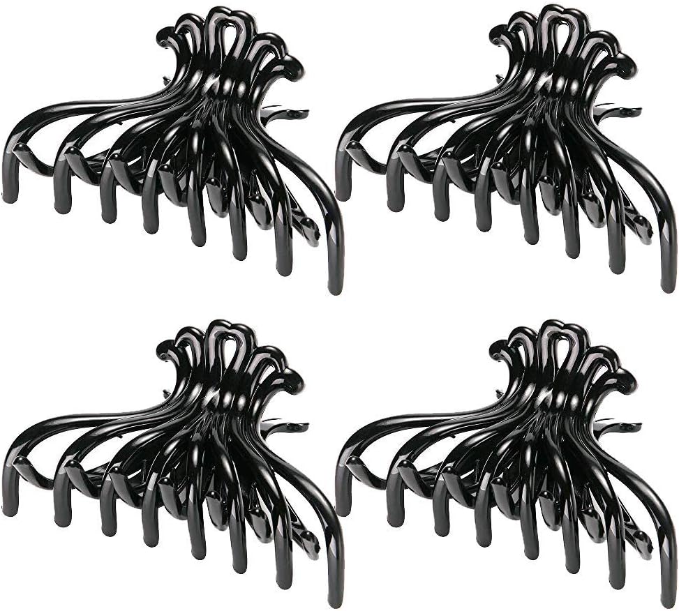 LONEEDY 4 Pack Black Jaw Clips For Thick Hair, Non-slip Hair Claw Clip for Women and Girls (4 Pack)