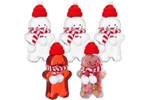 CALLARON 5Pcs Christmas Juice Bottles, 16.9 Oz Empty Drink Bottles, Gingerbread Man Santa Shape, Reusable Candy Containers, Christmas Water Bottle Decoration for Xmas, Holiday Party Favor