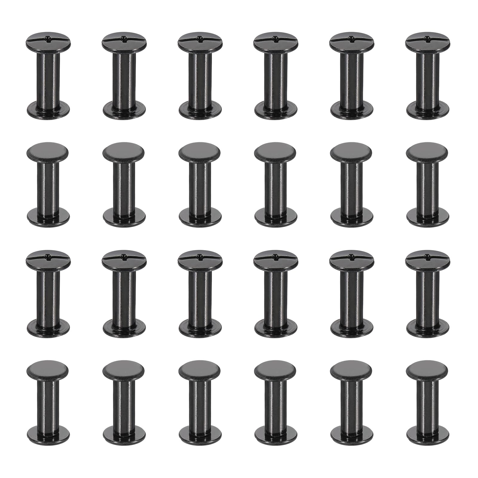 PATIKIL 24 Sets Chicago Screws, 16mm l Chicago Screws Phillips Binding Post Screw Bolts Leather Rivets Fasteners Connectors for Leather Belt Scrapbook Photo Albums, Black
