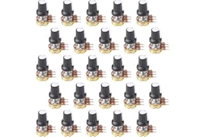 AITIAO 25Sets B1K Ohm Knurled Shaft Linear Rotary Taper Potentiometer WH148 B1K Single-Joint Variable Resistors 15mm Shaft 3Pins 1K Ohm Potentiometer with Nuts, Washers and Knob