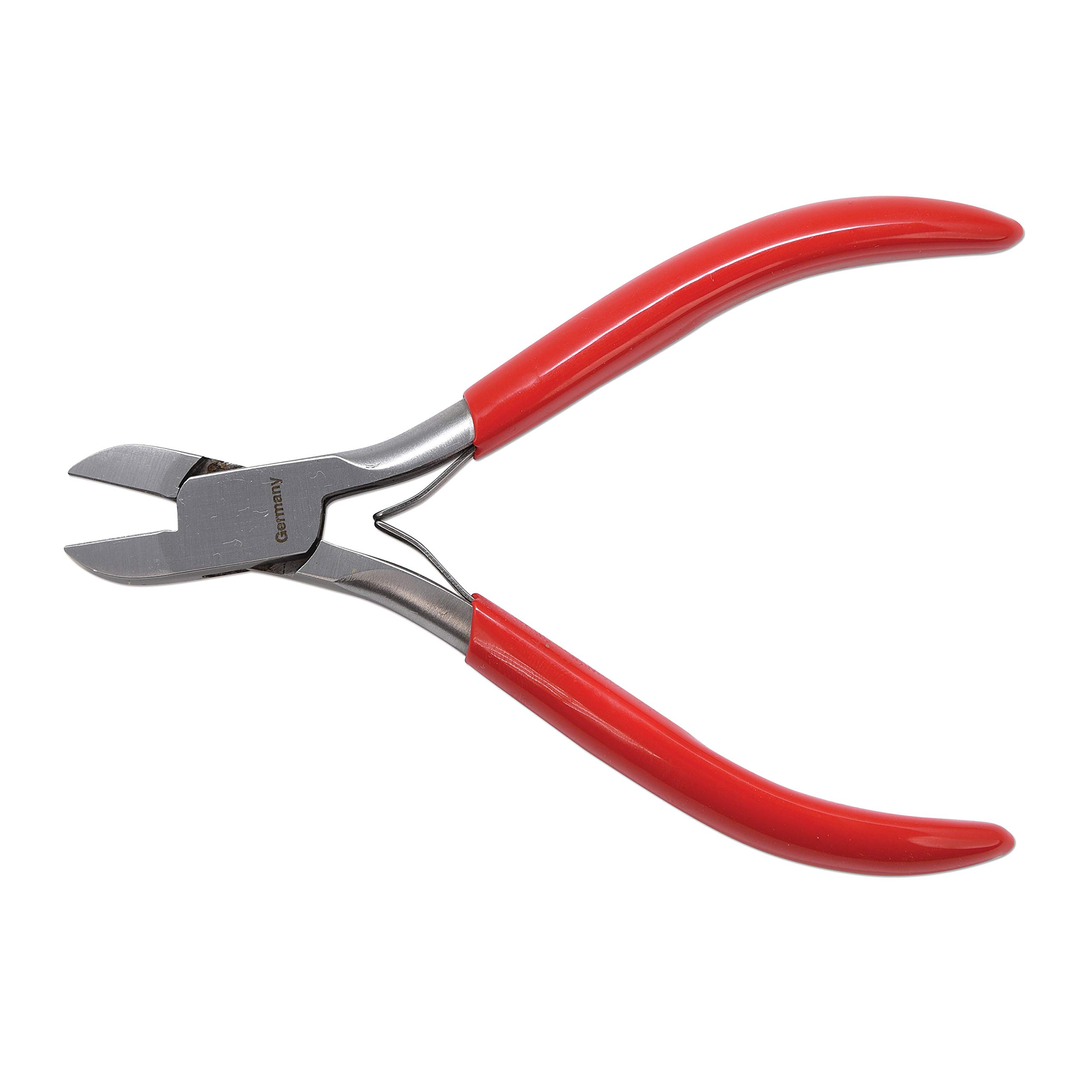 The Beadsmith Platinum Series German Flush Cutter, 4.75 inches (120mm) with Polished Steel Head, red PVC Comfort Grip Handle and Double-Leaf Spring, Tool for Jewelry Making — image 1